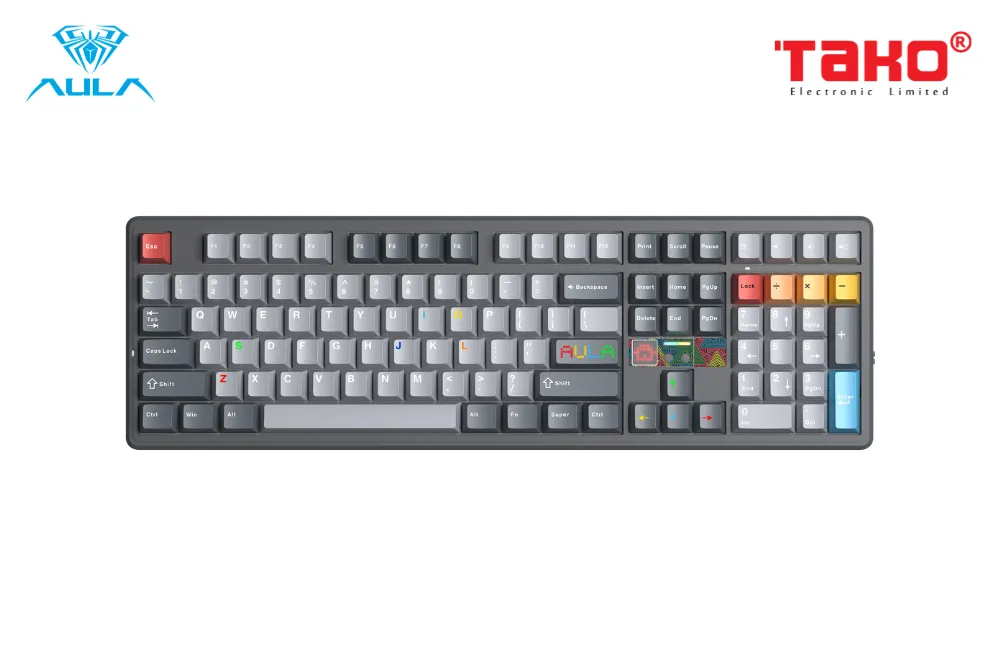 AULA F108PRO V2 (6641) BÀN PHÍM CƠ GAMING 3 MODE (Phiên bản màu Đen xám/ Seascape switch) 1