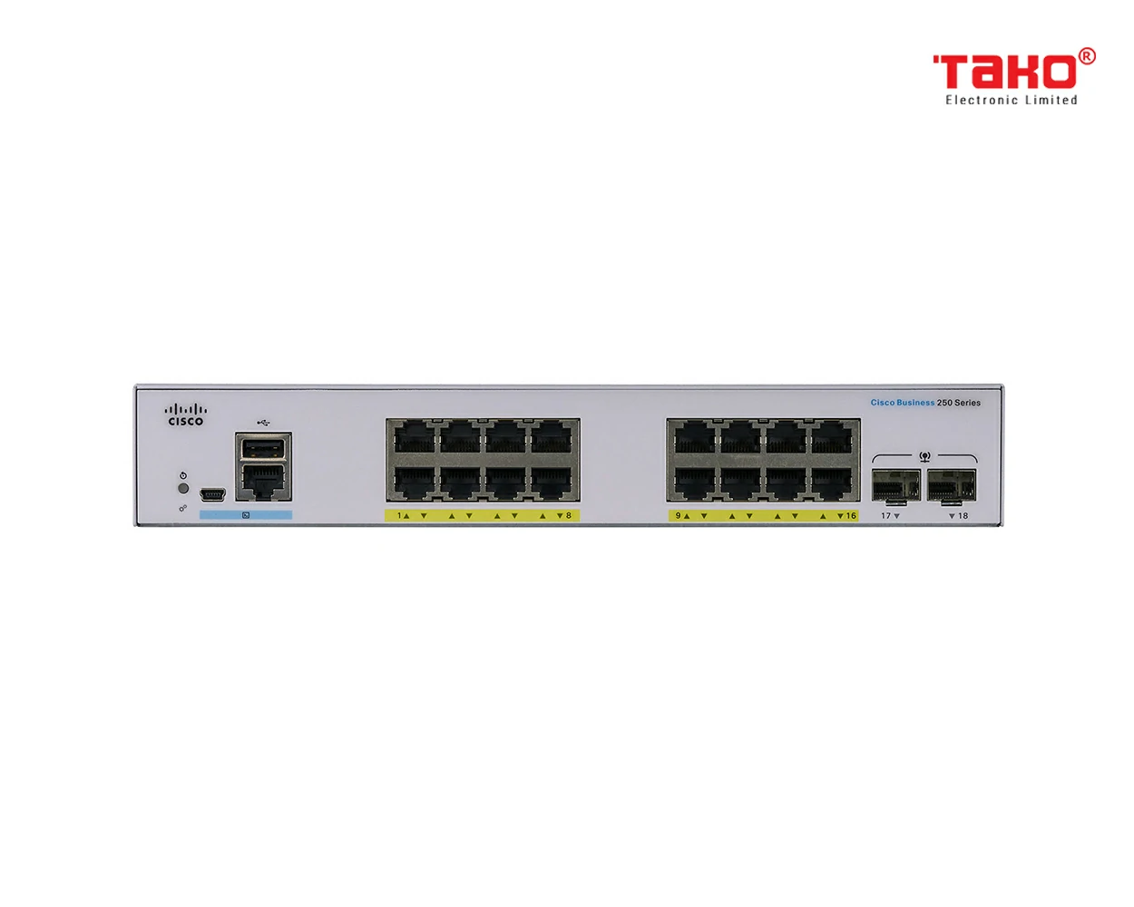 Cisco CBS250-16P-2G 16-port 10/100/1000 Mbps PoE Layer 2 manageable web switch 2 SFP slots 3