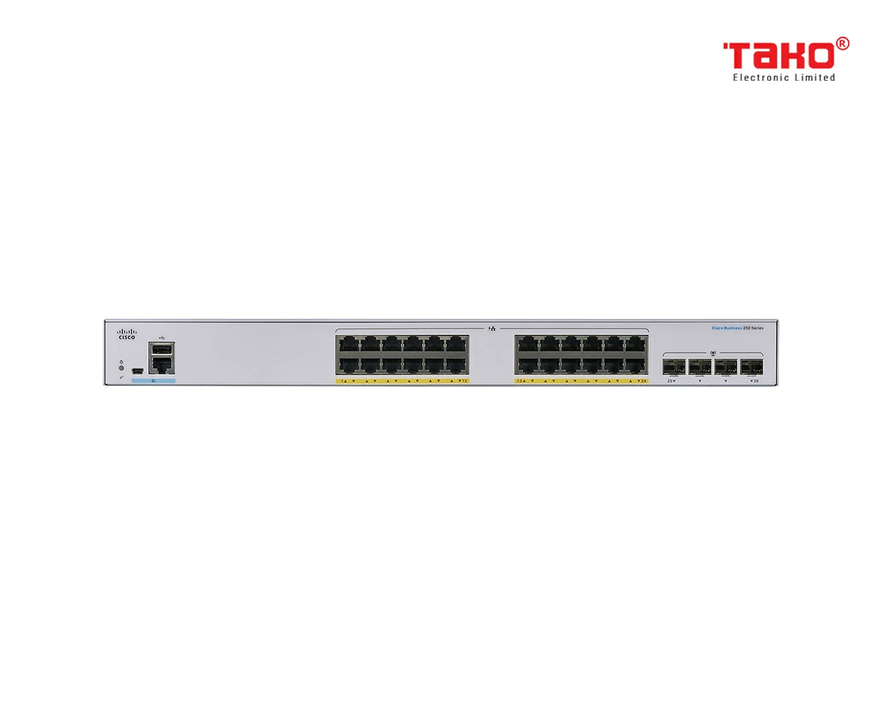 Cisco CBS250-24FP-4X 24 port 10/100/1000 Mbps PoE Layer 2 manageable web switch 4 x 10 Gbps SFP slots 3