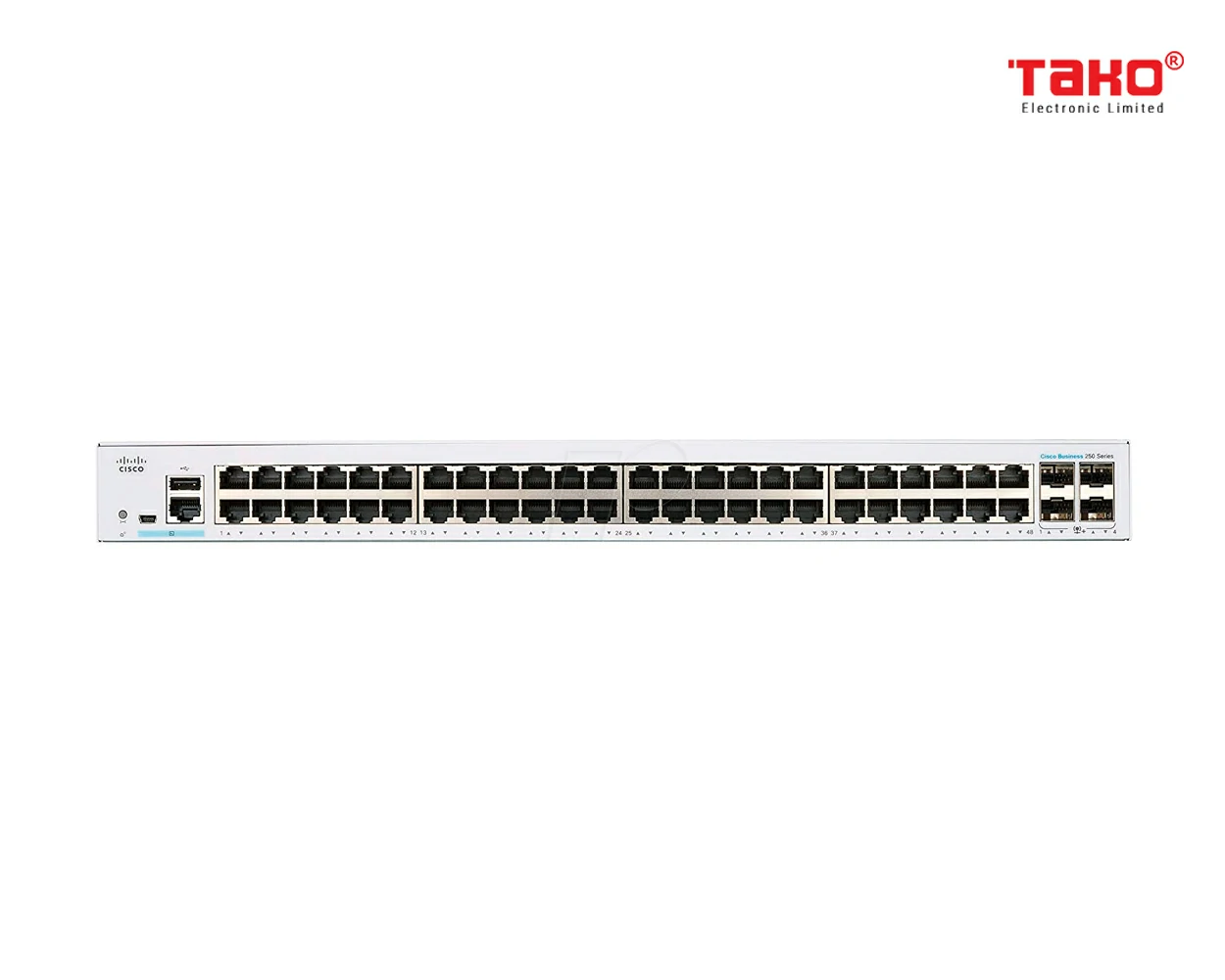 Cisco CBS250-48T-4G 48 port 10/100/1000 Mbps Layer 2 manageable web switch + 4 x 1 Gbps SFP slots 4