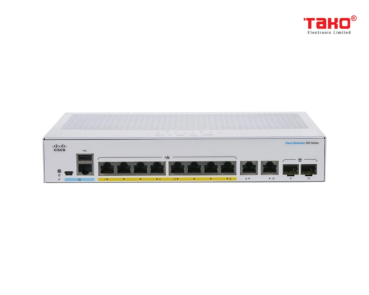 Cisco CBS250-8FP-E-2G Manageable Layer 2 web switch 8 ports PoE 10/100/1000 Mbps 2 ports combo 1 GbE/SFP 1