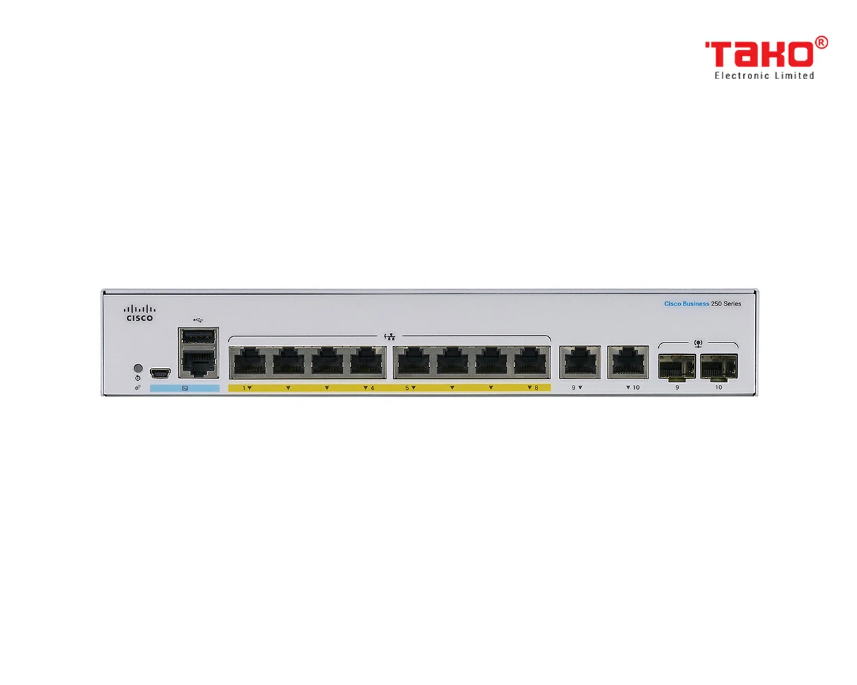 Cisco CBS250-8FP-E-2G Manageable Layer 2 web switch 8 ports PoE 10/100/1000 Mbps 2 ports combo 1 GbE/SFP 3