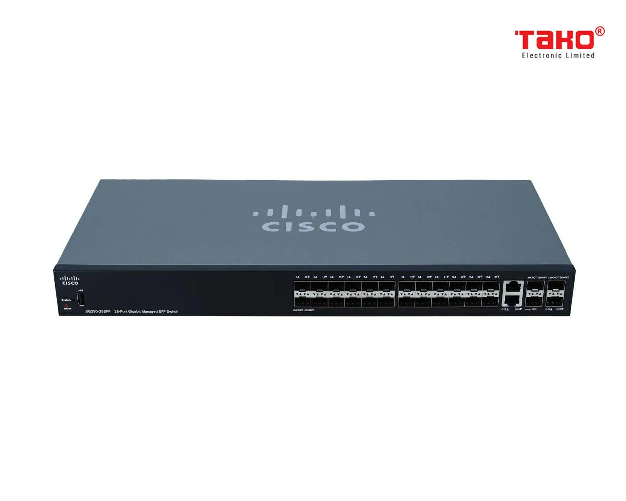 Cisco SG350-28SFP Managed Switch | 24 Gigabit Ethernet SFP Slots | 2 SFP Slots | 2 Gigabit Ethernet Combo 1
