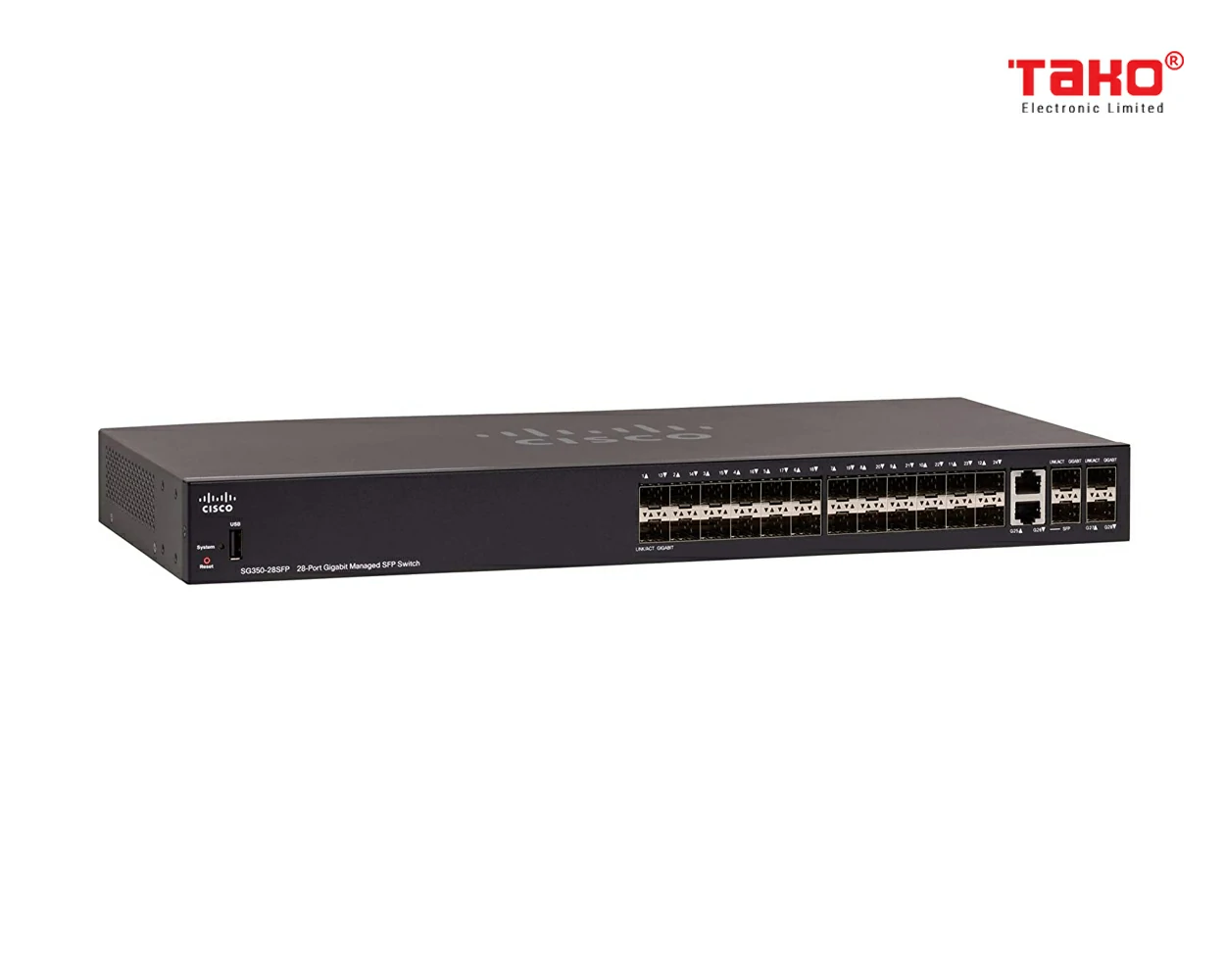 Cisco SG350-28SFP Managed Switch | 24 Gigabit Ethernet SFP Slots | 2 SFP Slots | 2 Gigabit Ethernet Combo 2
