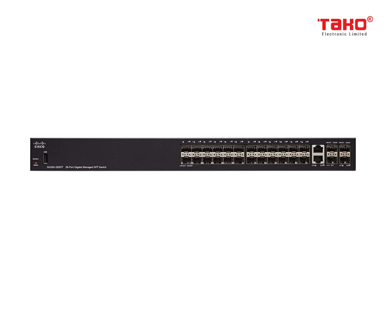 Cisco SG350-28SFP Managed Switch | 24 Gigabit Ethernet SFP Slots | 2 SFP Slots | 2 Gigabit Ethernet Combo 3