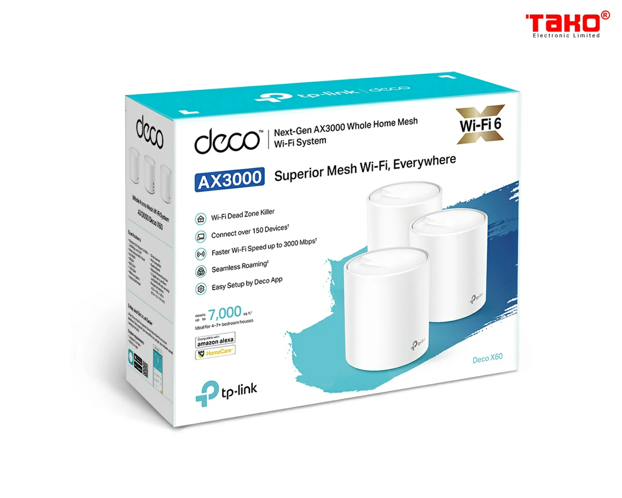 Deco X60(3-pack) Hệ thống Wi-Fi Mesh cho Gia đình AX3000 5