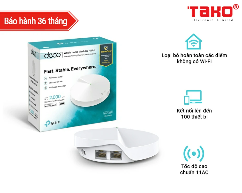 Deco M5 Hệ thống Wi-Fi Mesh cho Gia đình AC1300 (1-pack)