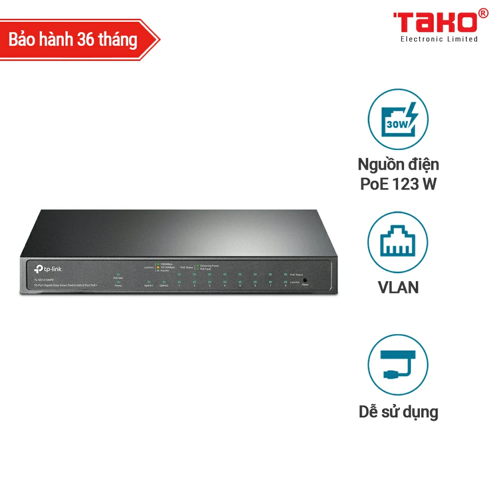 TL-SG1210MPE  Easy smart Switch Gigabit 10 cổng với PoE + 8 cổng