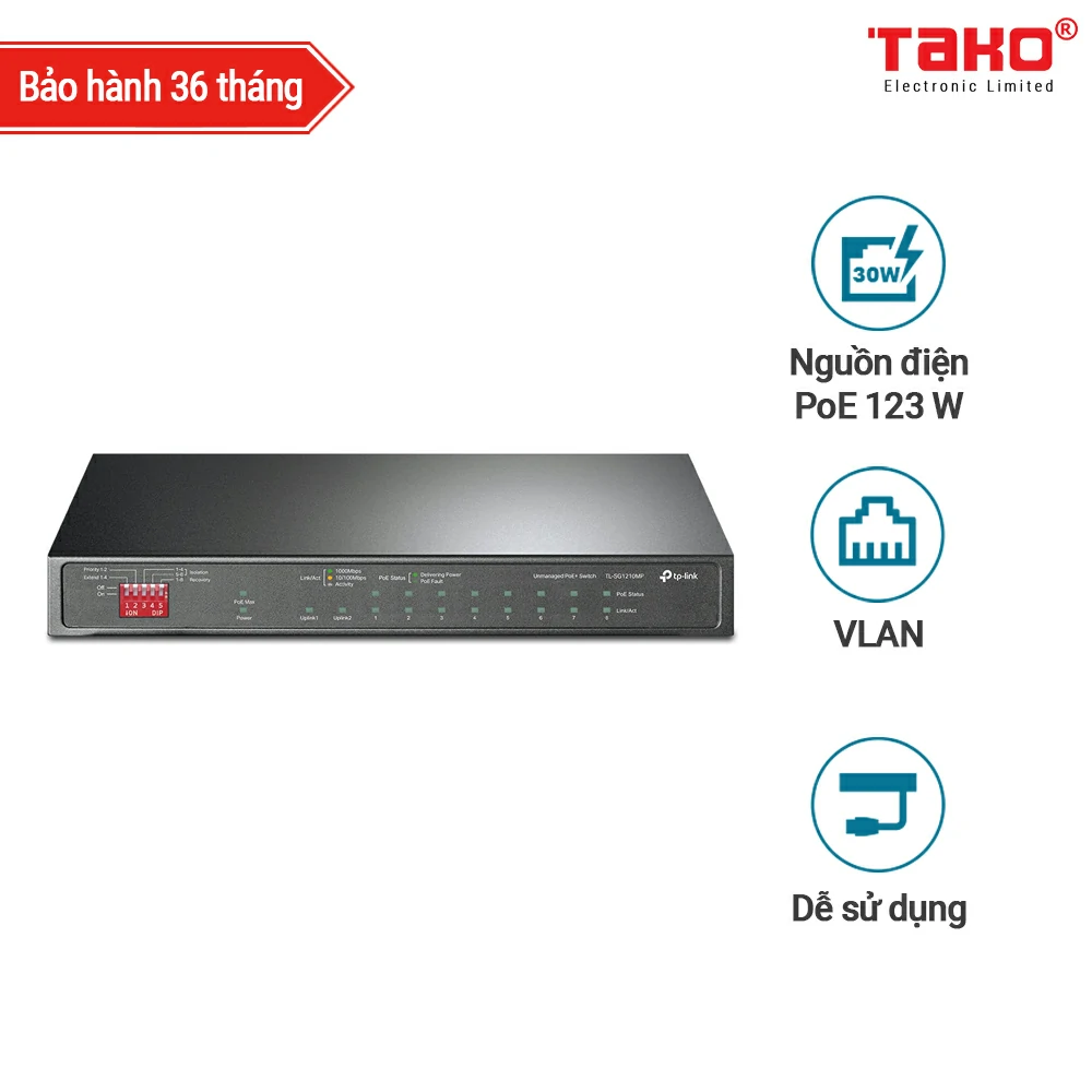 TL-SG1210MP Switch Gigabit 10 cổng với PoE + 8 cổng