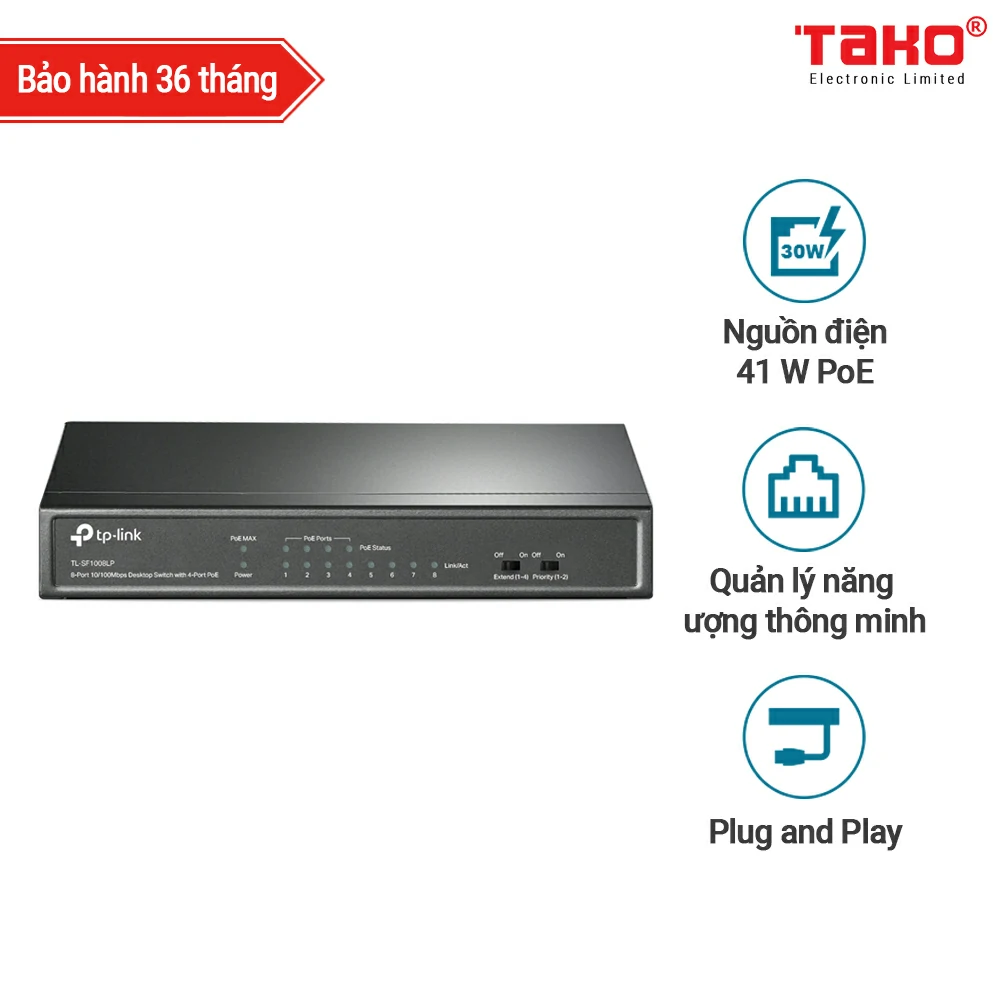 TL-SF1008LP Switch 8 cổng 10/100Mbps với PoE 4 cổng