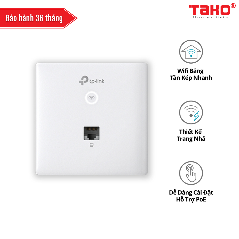 EAP230-Wall Access Point Wi-Fi Gắn Tường Gigabit Omada AC1200 MU-MIMO