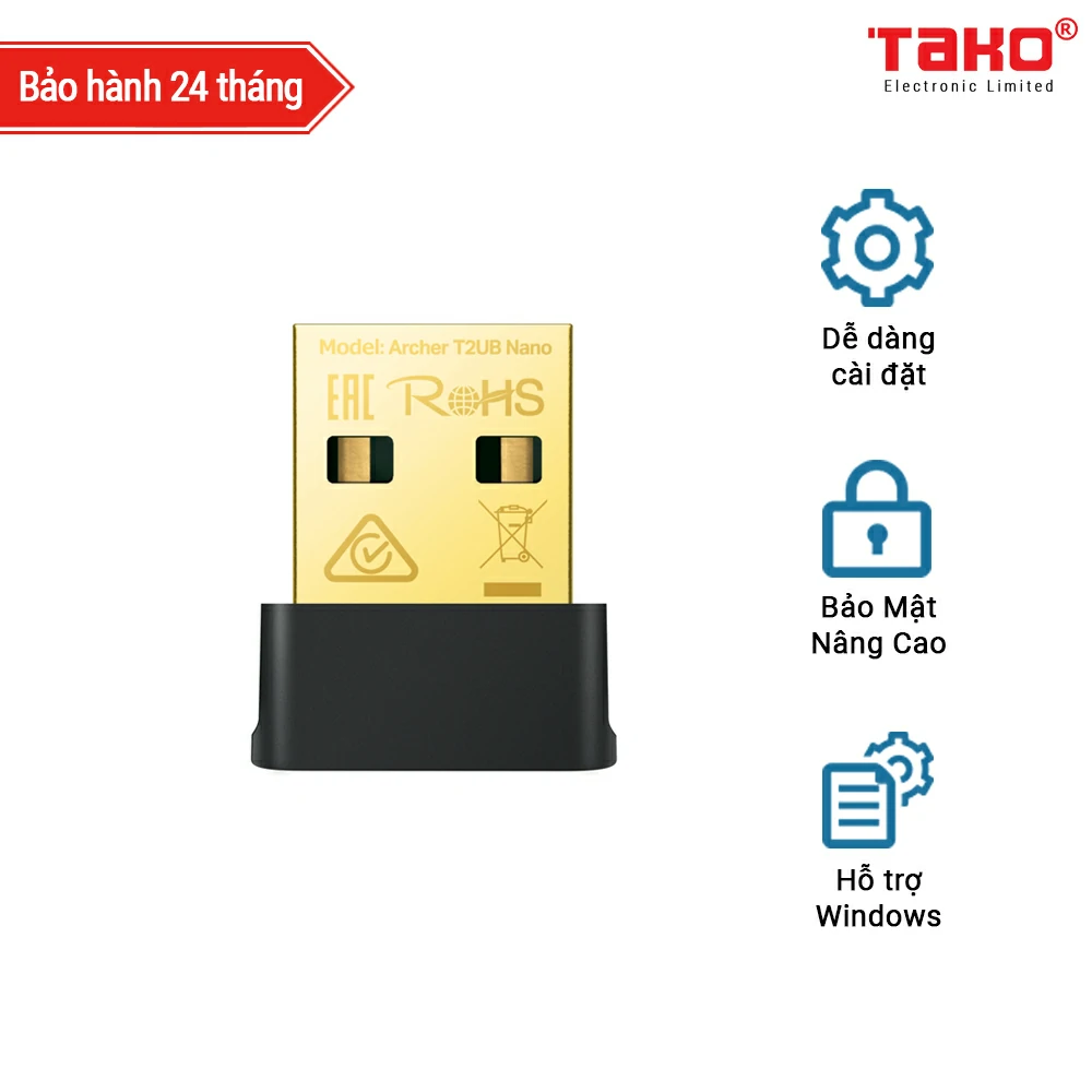 Archer T2UB Nano Bộ Chuyển Đổi USB Wi-Fi Nano Bluetooth 4.2 AC600