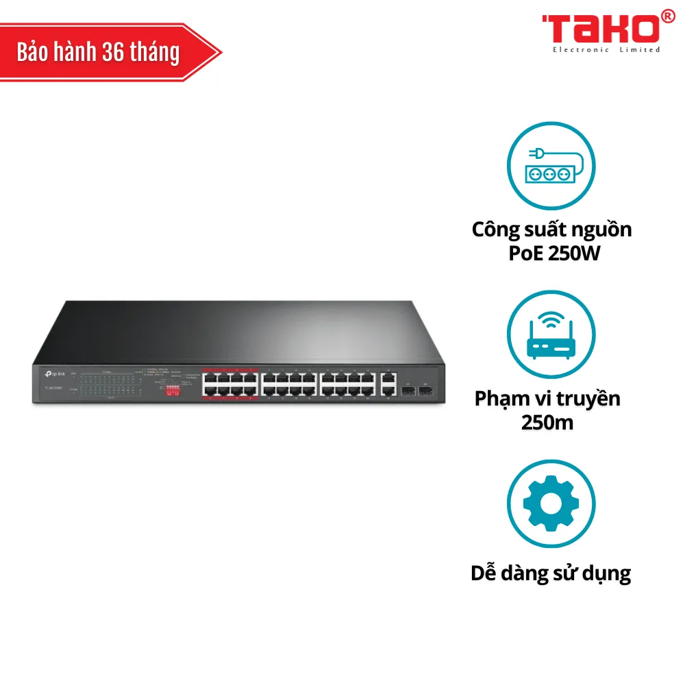 TL-SL1226P 24-Port 10/100Mbps + 2-Port Gigabit Unmanaged PoE+ Switch