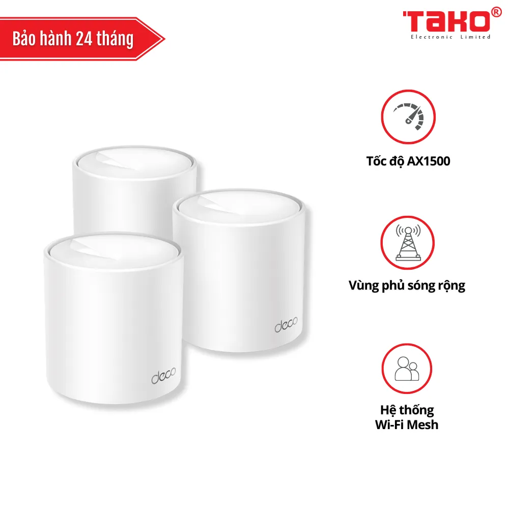 Deco X10 (3-pack) Hệ Thống Mesh WiFi 6 Cho Gia Đình AX1500