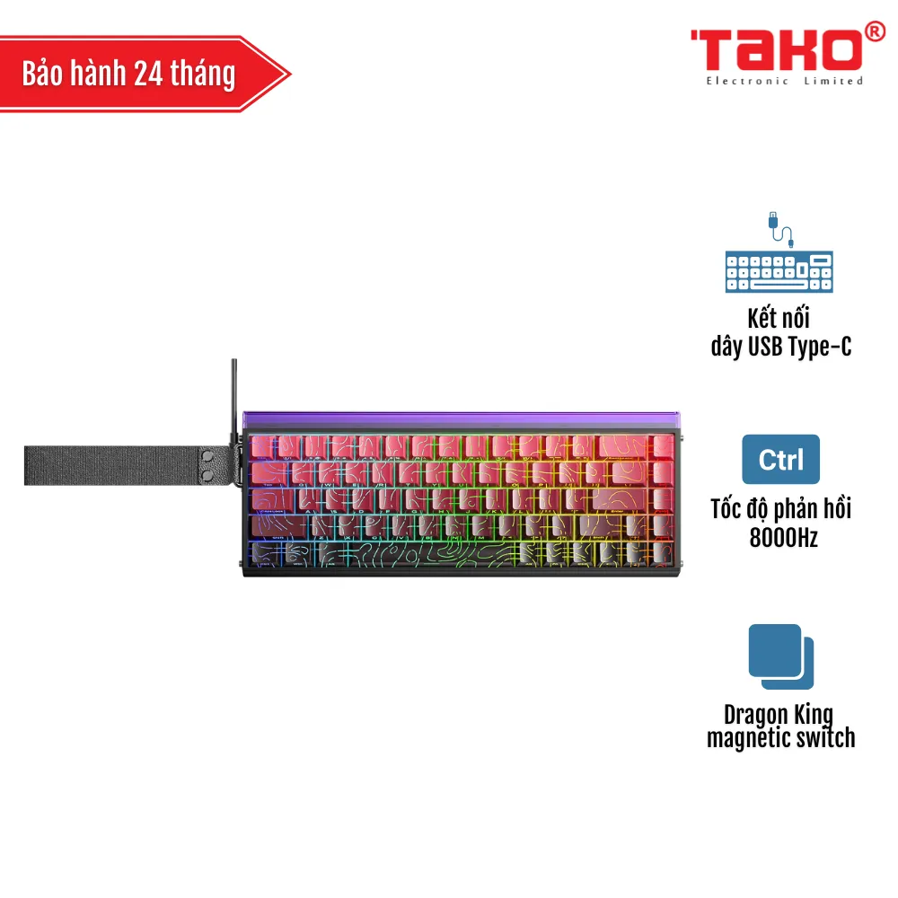 AULA HERO68HE BÀN PHÍM CƠ GAMING CÓ DÂY (Phiên bản Đỏ đen gradient contour/Dragon King magnetic switch - Rapid trigger)