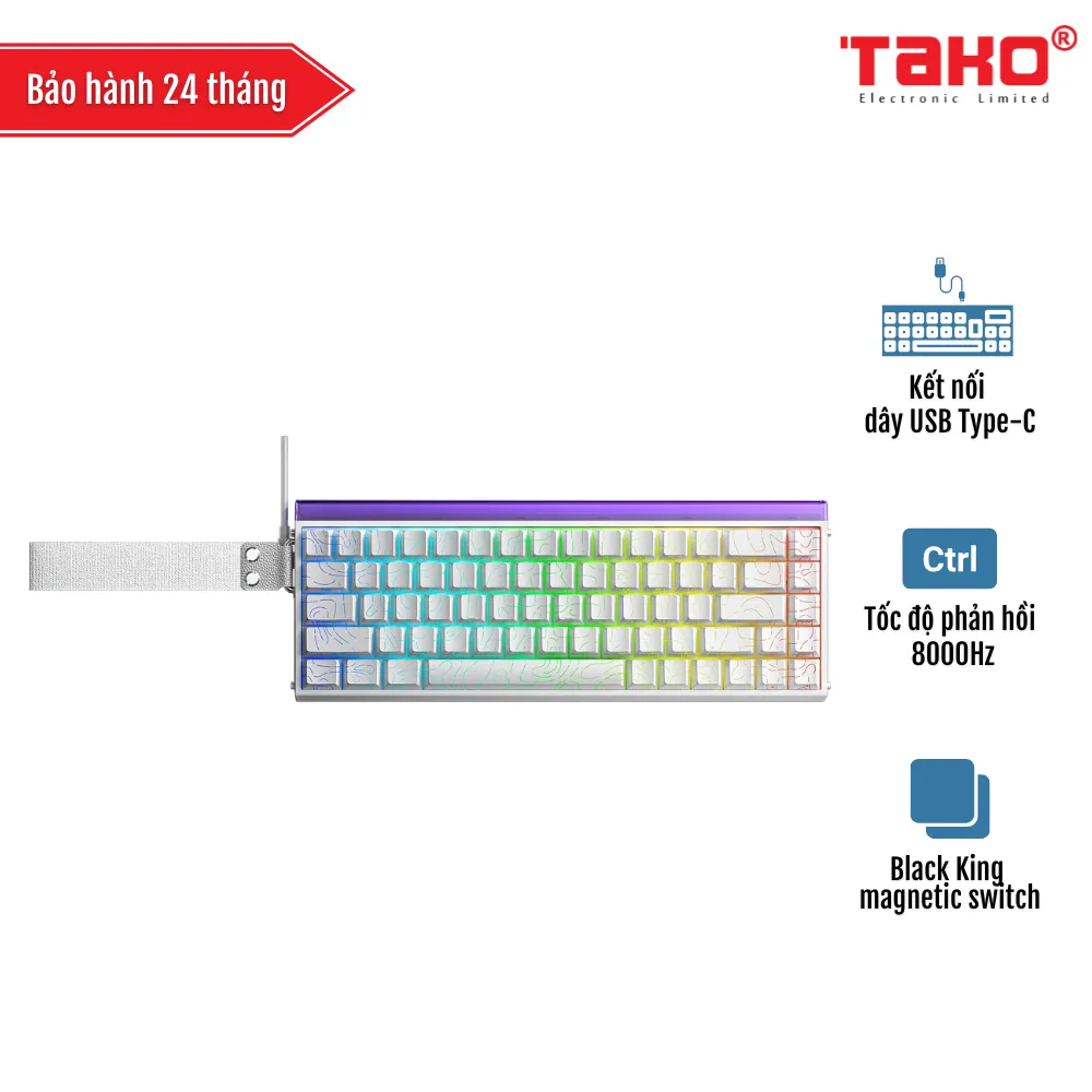 AULA HERO68HE BÀN PHÍM CƠ GAMING CÓ DÂY (Phiên bản Trắng contour/ Black King magnetic switch - Rapid trigger)