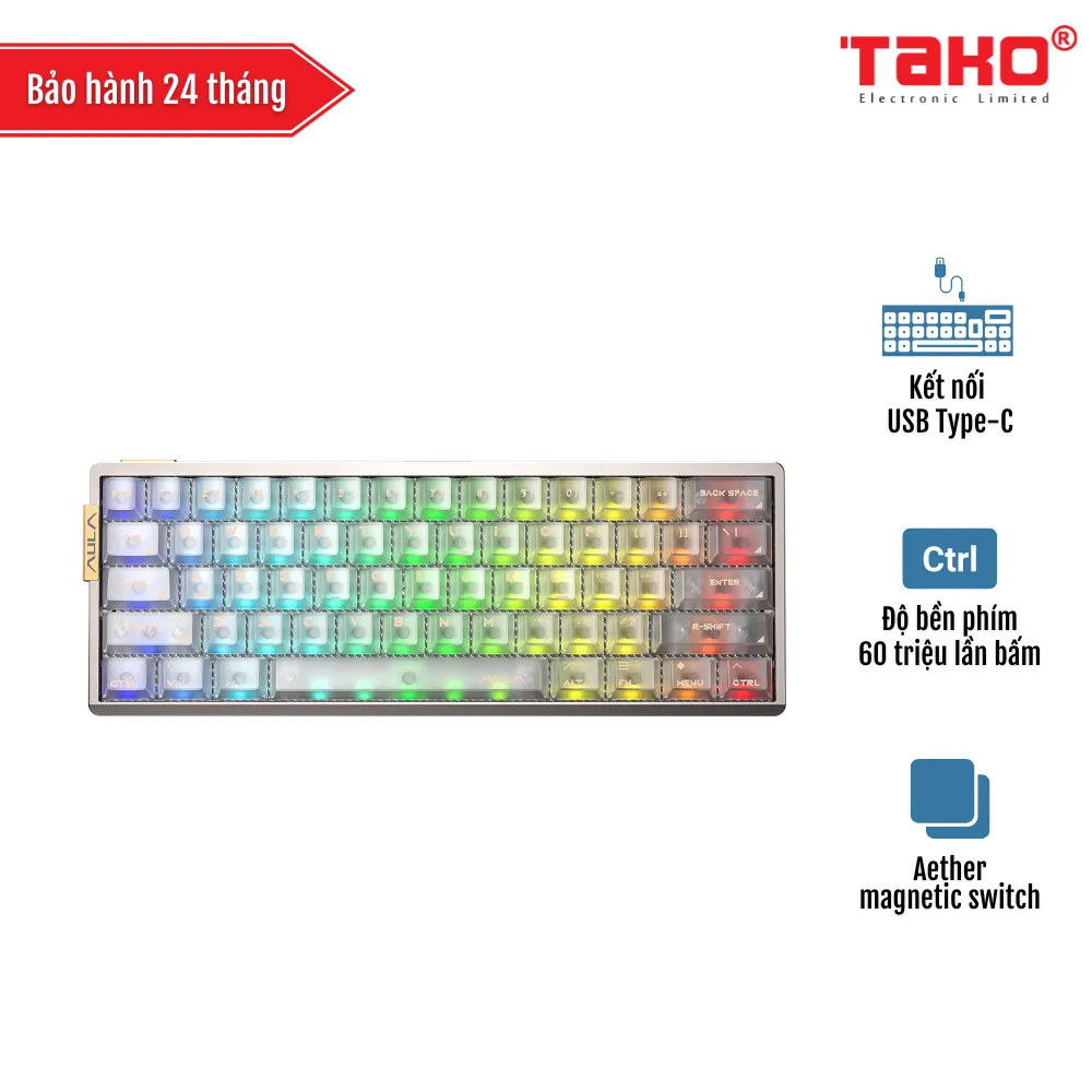 AULA AG60 PRO (4494) BÀN PHÍM CƠ GAMING CÓ DÂY (Phiên bản màu Trắng/ Aether magnetic switch - Rapid trigger)