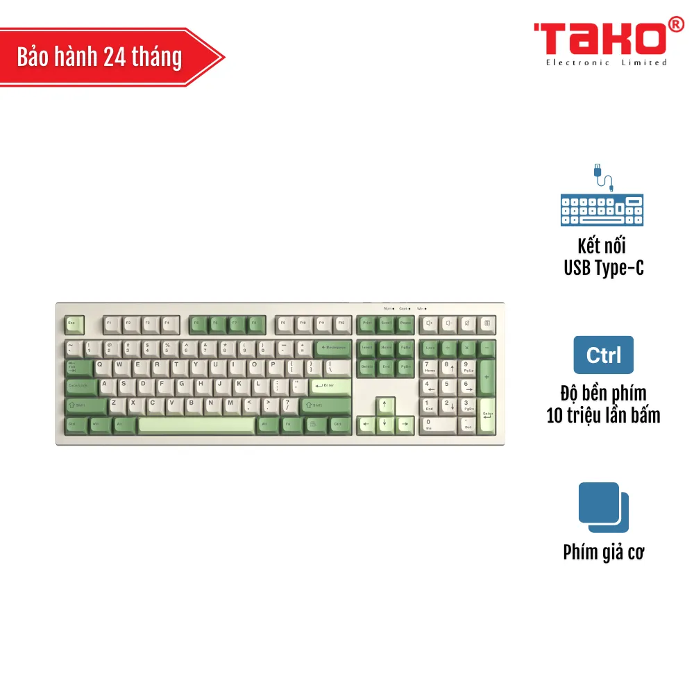 AULA S102 (4722) BÀN PHÍM GIẢ CƠ CÓ DÂY (Phiên bản Xanh lá + Be)