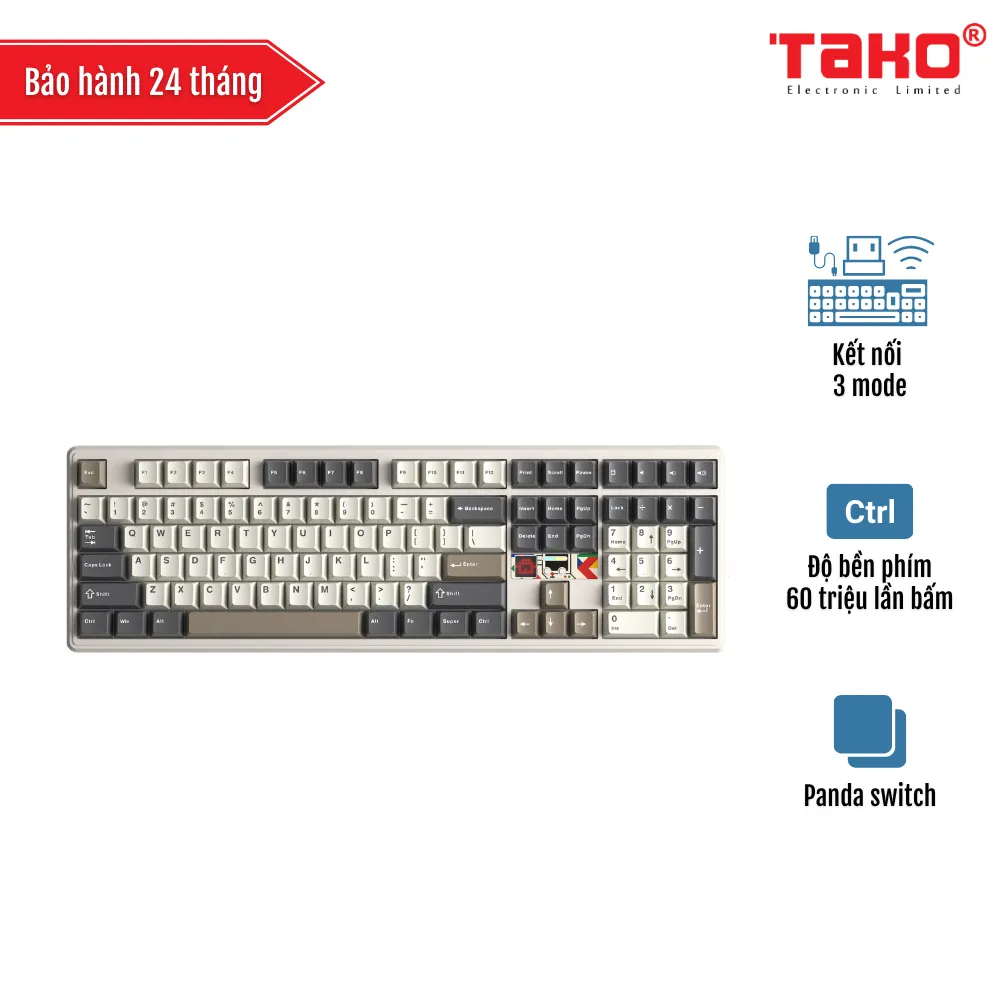 AULA F108PRO V2 (6634) BÀN PHÍM CƠ GAMING 3 MODE (Phiên bản màu Xanh dương + Be + Nâu/ Panda switch)