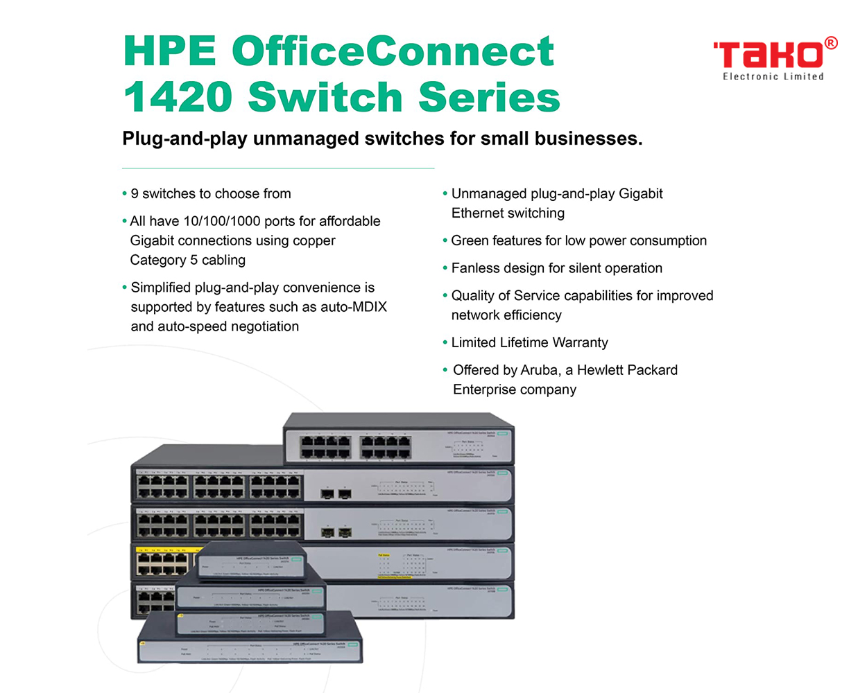 HPE OfficeConnect 1420 8-Port Gigabit Ethernet Unmanaged Switch-8 x GE 10/100/1000 (JH329A#ABA) 4