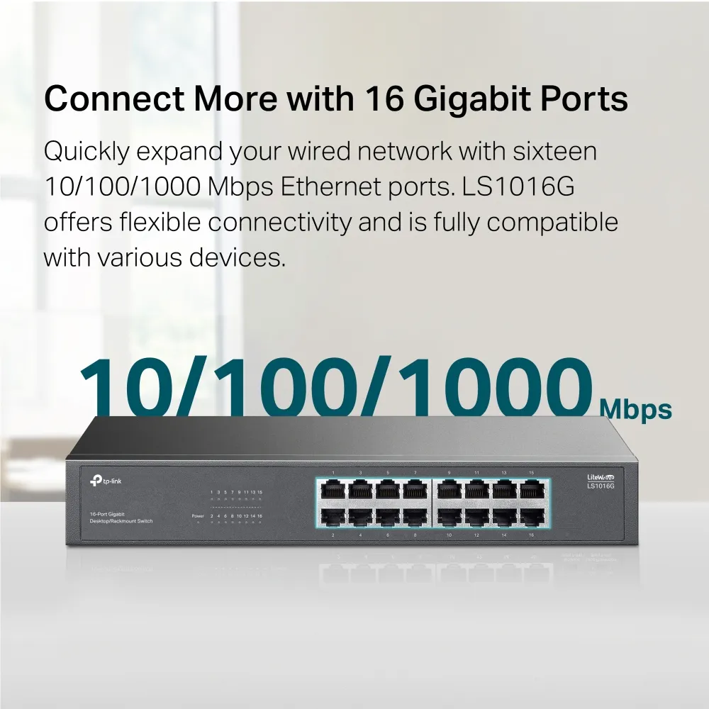 Switch 16 Cổng Gigabit Để Bàn / Gắn Rack 8