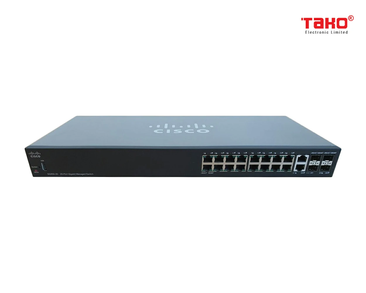 Switch quản lý Cisco SG350-20 với 20 cổng Gigabit Ethernet (GbE) với 16 cổng Gigabit Ethernet RJ45 cộng với combo 2 Gigabit SFP 1