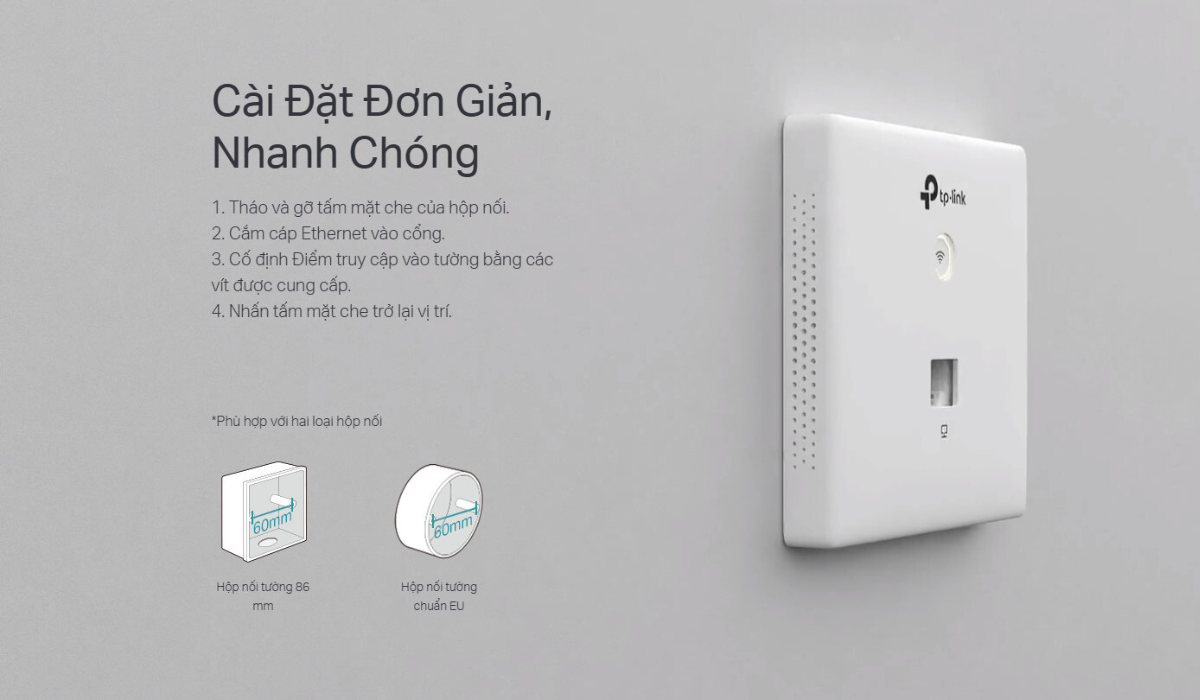 EAP230-Wall Access Point Wi-Fi Gắn Tường Gigabit Omada AC1200 MU-MIMO