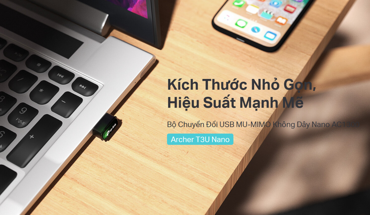 Archer T3U Nano Bộ Chuyển Đổi USB MU-MIMO Không Dây Nano AC1300