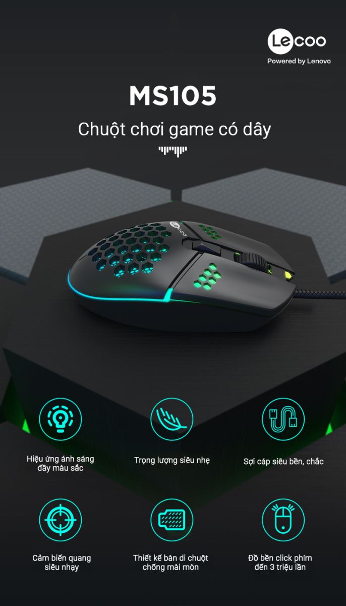 Chuột máy tính gaming có LED Lecoo MS105