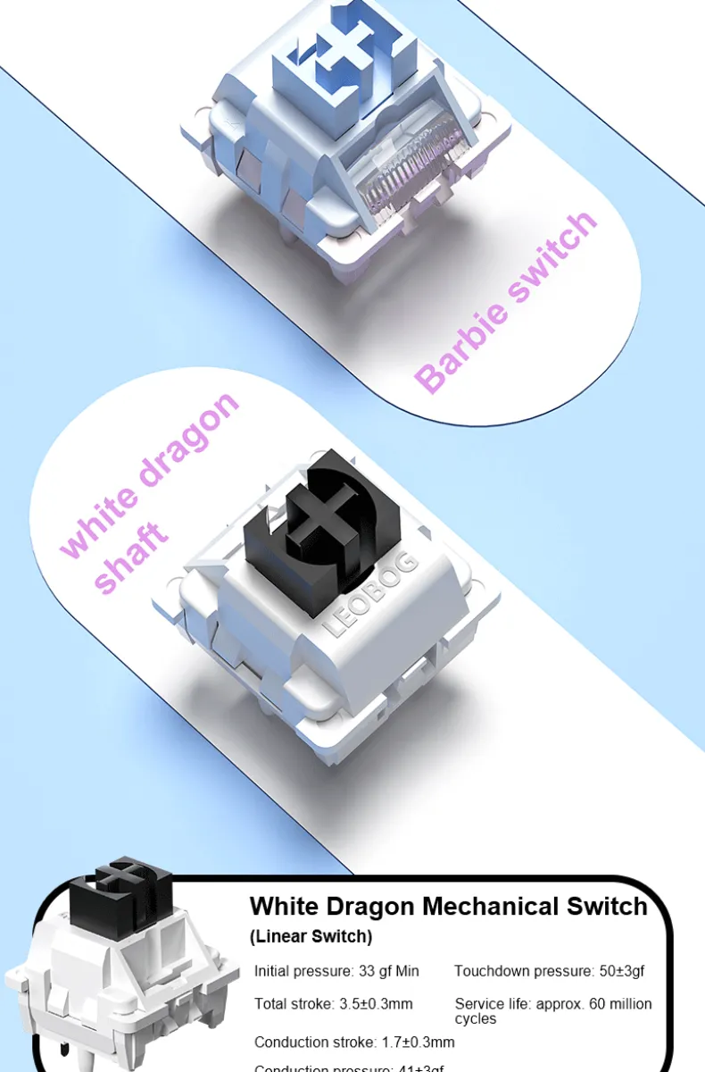 LEOBOG Hi98 BÀN PHÍM CƠ GAMING CÓ DÂY (Phiên bản Xanh+trắng+tím/ Barbie switch)