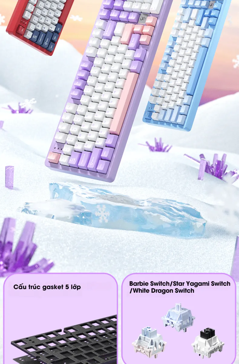 LEOBOG Hi98 BÀN PHÍM CƠ GAMING CÓ DÂY (Phiên bản Xanh+trắng+tím/ Barbie switch)