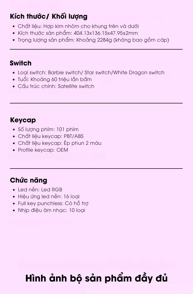LEOBOG Hi98 BÀN PHÍM CƠ GAMING CÓ DÂY (Phiên bản Xanh+trắng+tím/ Barbie switch)