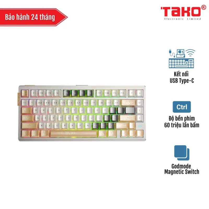 AULA AG75 ULTRA (7105) BÀN PHÍM CƠ GAMING CÓ DÂY (Phiên bản màu Vàng + Trắng + Đen/ Godmode Magnetic Switch- Rapid trigger)