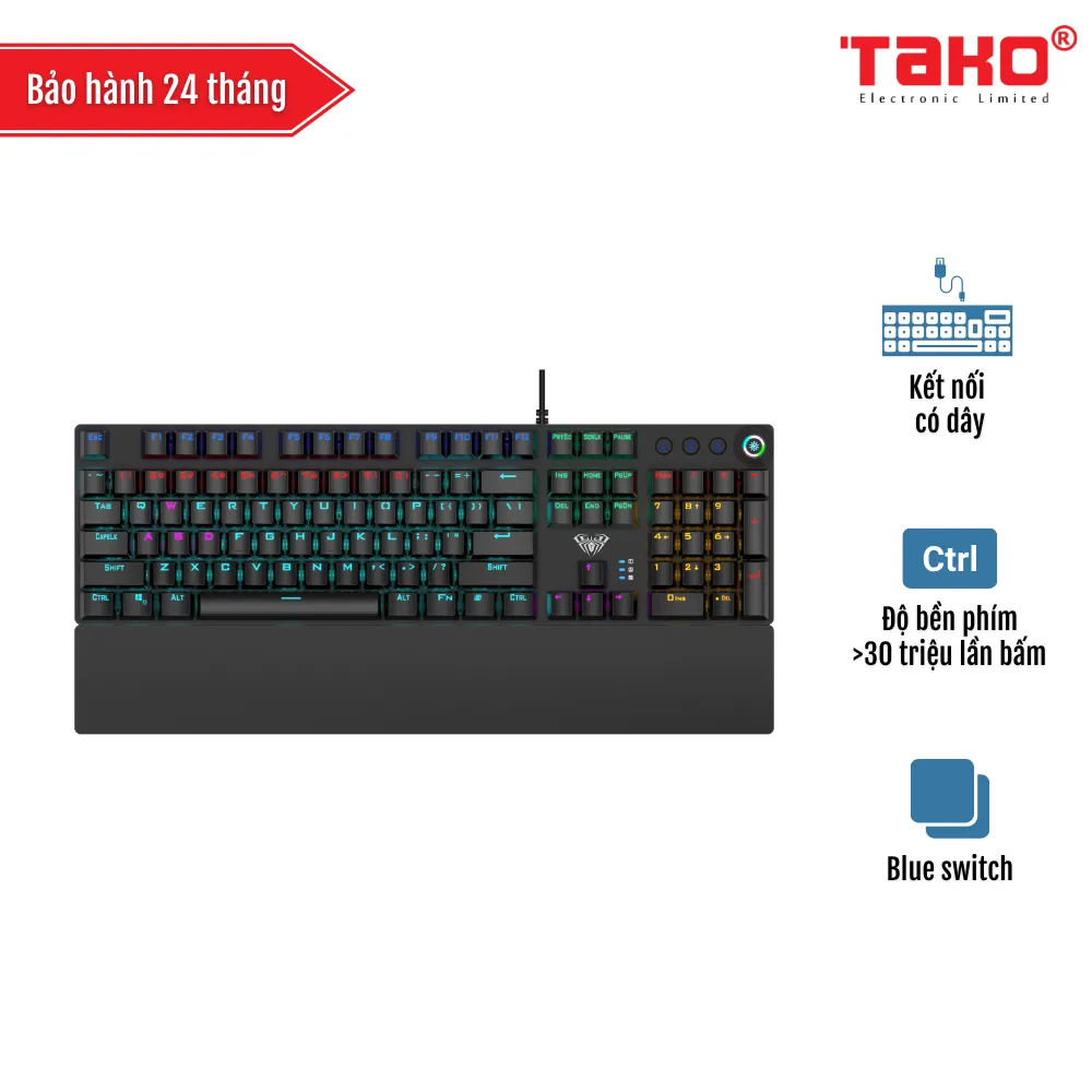 AULA F2058 (1762) BÀN PHÍM CƠ GAMING CÓ DÂY (Phiên bản Màu đen/ Blue switch) )