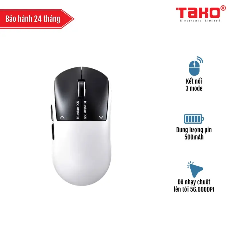 AULA KUNLUN X5 (9796) CHUỘT GAMING 3 MODE (Phiên bản màu Đen Trắng)